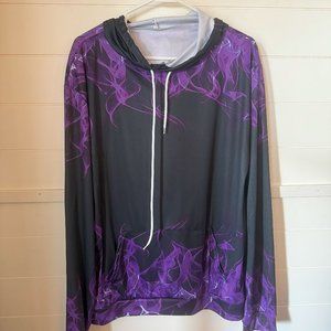 Light Weight Black Hoodie with Purple Flames